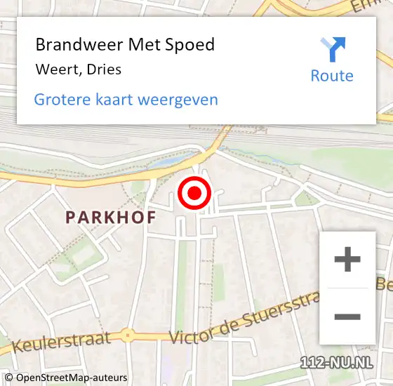 Locatie op kaart van de 112 melding: Brandweer Met Spoed Naar Weert, Dries op 1 januari 2021 23:03