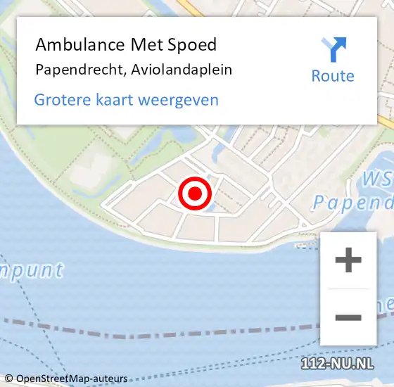 Locatie op kaart van de 112 melding: Ambulance Met Spoed Naar Papendrecht, Aviolandaplein op 2 januari 2021 06:11