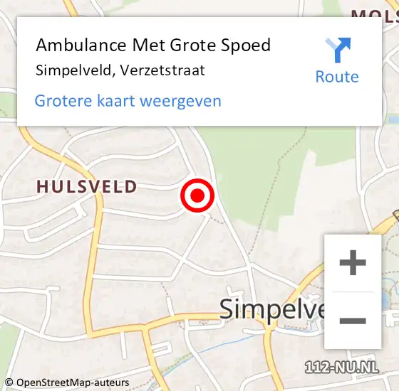 Locatie op kaart van de 112 melding: Ambulance Met Grote Spoed Naar Simpelveld, Verzetstraat op 29 mei 2014 12:46