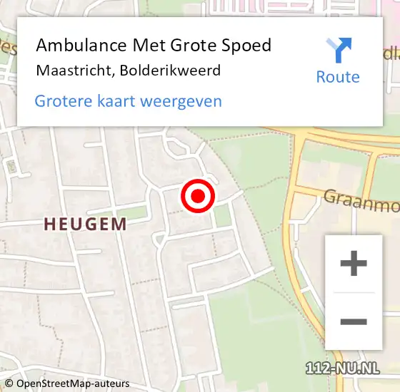 Locatie op kaart van de 112 melding: Ambulance Met Grote Spoed Naar Maastricht, Bolderikweerd op 29 mei 2014 12:49