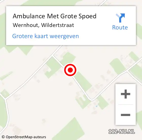 Locatie op kaart van de 112 melding: Ambulance Met Grote Spoed Naar Wernhout, Wildertstraat op 29 mei 2014 12:51