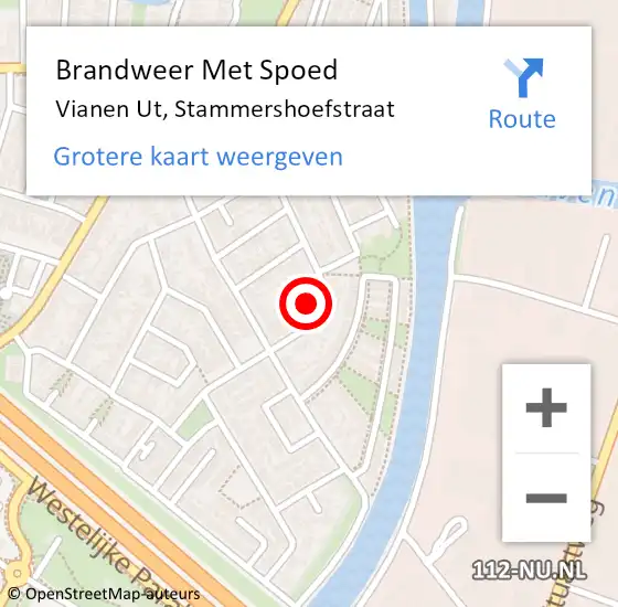 Locatie op kaart van de 112 melding: Brandweer Met Spoed Naar Vianen Ut, Stammershoefstraat op 2 januari 2021 12:06