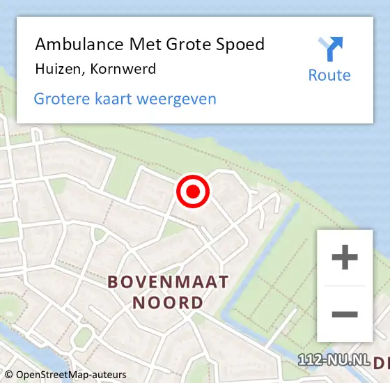 Locatie op kaart van de 112 melding: Ambulance Met Grote Spoed Naar Huizen, Kornwerd op 29 mei 2014 13:25