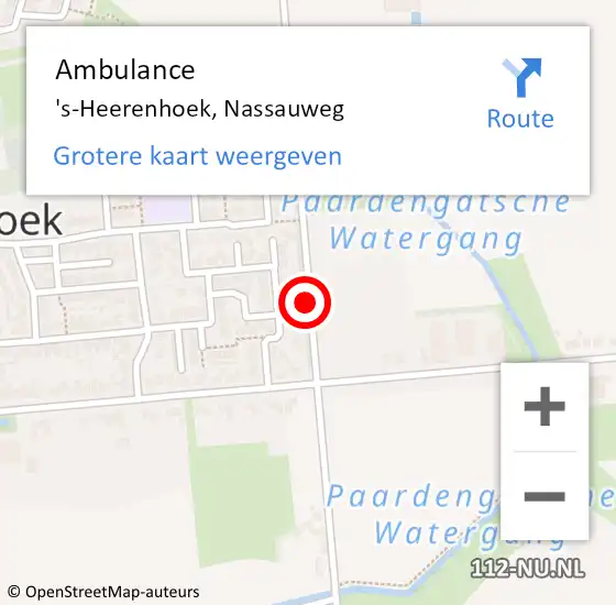 Locatie op kaart van de 112 melding: Ambulance 's-Heerenhoek, Nassauweg op 3 oktober 2013 12:51