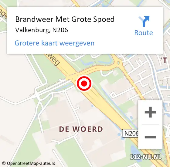 Locatie op kaart van de 112 melding: Brandweer Met Grote Spoed Naar Valkenburg, N206 op 2 januari 2021 17:00