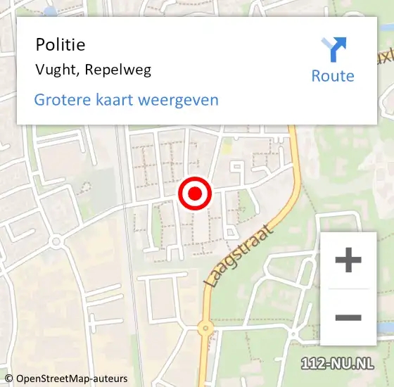 Locatie op kaart van de 112 melding: Politie Vught, Repelweg op 2 januari 2021 17:37