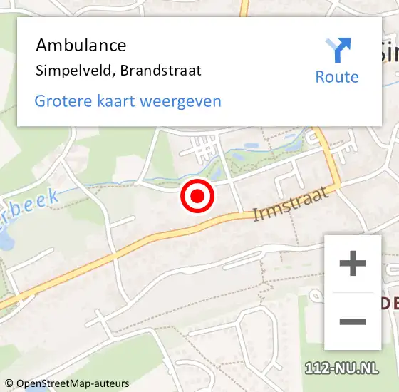 Locatie op kaart van de 112 melding: Ambulance Simpelveld, Brandstraat op 29 mei 2014 13:55