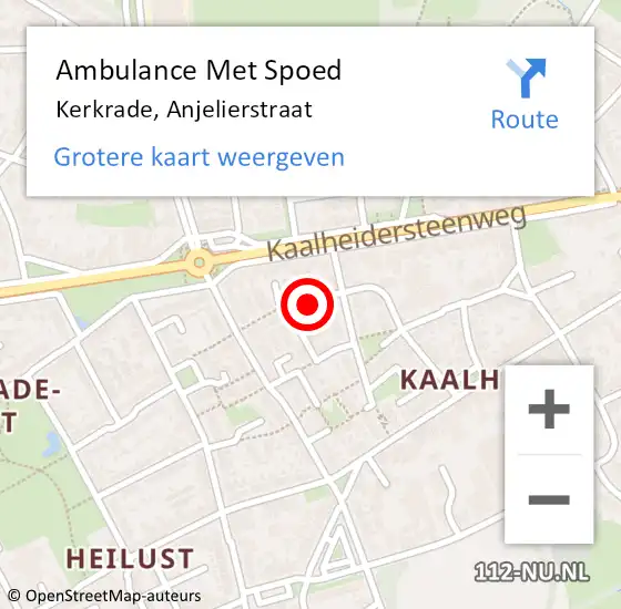 Locatie op kaart van de 112 melding: Ambulance Met Spoed Naar Kerkrade, Anjelierstraat op 29 mei 2014 13:56