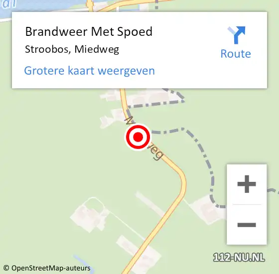 Locatie op kaart van de 112 melding: Brandweer Met Spoed Naar Stroobos, Miedweg op 2 januari 2021 19:45