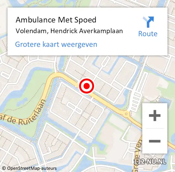 Locatie op kaart van de 112 melding: Ambulance Met Spoed Naar Volendam, Hendrick Averkamplaan op 2 januari 2021 20:14