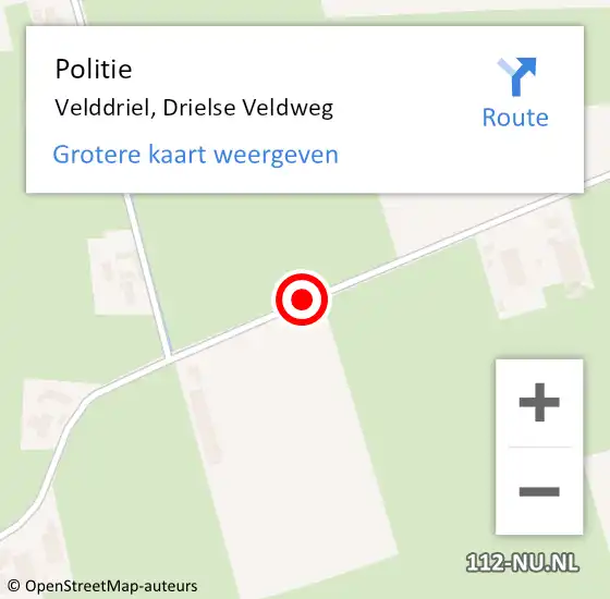 Locatie op kaart van de 112 melding: Politie Velddriel, Drielse Veldweg op 3 januari 2021 00:16