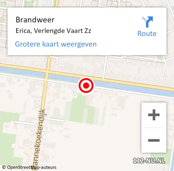Locatie op kaart van de 112 melding: Brandweer Erica, Verlengde Vaart Zz op 3 januari 2021 00:51