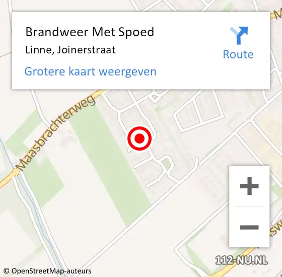 Locatie op kaart van de 112 melding: Brandweer Met Spoed Naar Linne, Joinerstraat op 3 januari 2021 07:12