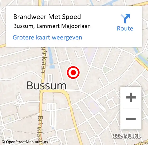 Locatie op kaart van de 112 melding: Brandweer Met Spoed Naar Bussum, Lammert Majoorlaan op 3 januari 2021 07:29