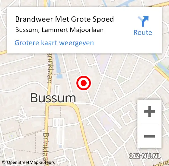 Locatie op kaart van de 112 melding: Brandweer Met Grote Spoed Naar Bussum, Lammert Majoorlaan op 3 januari 2021 07:30