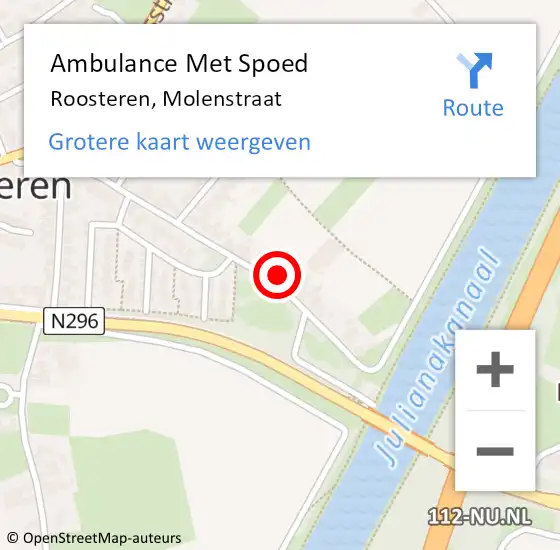 Locatie op kaart van de 112 melding: Ambulance Met Spoed Naar Roosteren, Molenstraat op 29 mei 2014 14:42