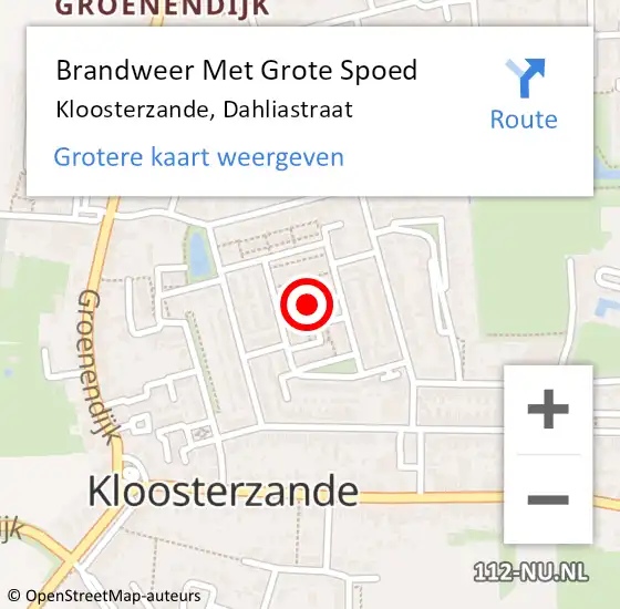 Locatie op kaart van de 112 melding: Brandweer Met Grote Spoed Naar Kloosterzande, Dahliastraat op 3 januari 2021 09:33