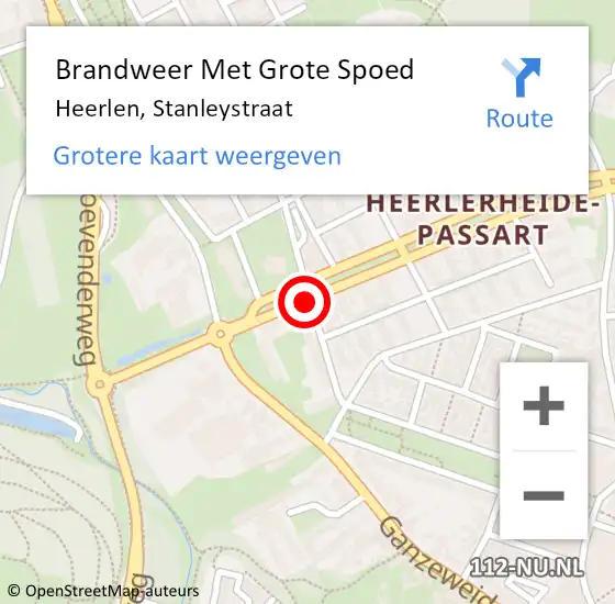 Locatie op kaart van de 112 melding: Brandweer Met Grote Spoed Naar Heerlen, Stanleystraat op 3 januari 2021 09:44