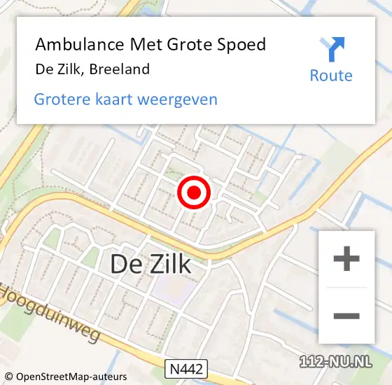 Locatie op kaart van de 112 melding: Ambulance Met Grote Spoed Naar De Zilk, Breeland op 3 januari 2021 09:48