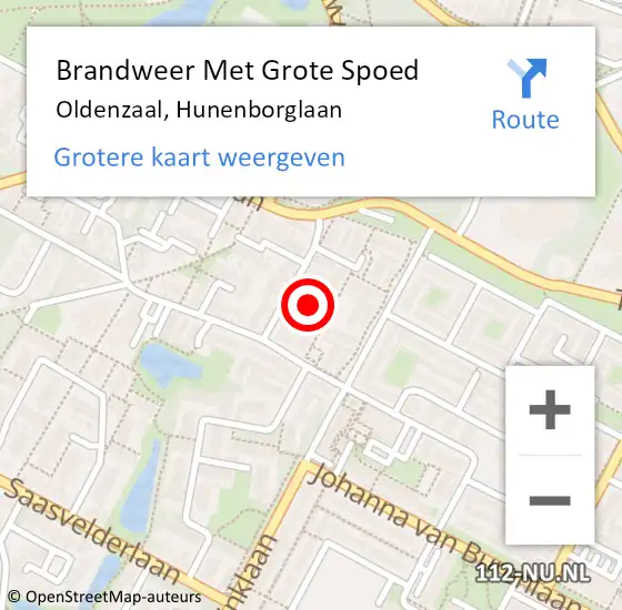 Locatie op kaart van de 112 melding: Brandweer Met Grote Spoed Naar Oldenzaal, Hunenborglaan op 3 januari 2021 11:03