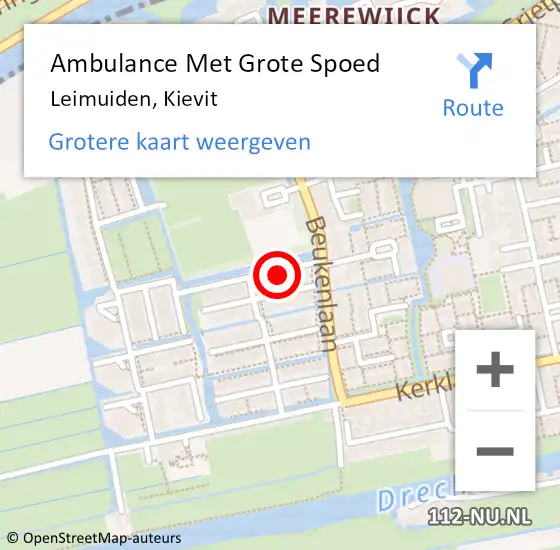 Locatie op kaart van de 112 melding: Ambulance Met Grote Spoed Naar Leimuiden, Kievit op 29 mei 2014 15:00