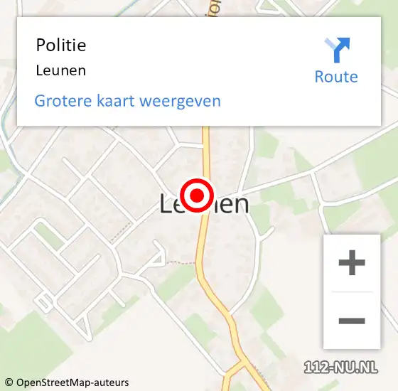 Locatie op kaart van de 112 melding: Politie Leunen op 3 januari 2021 11:44