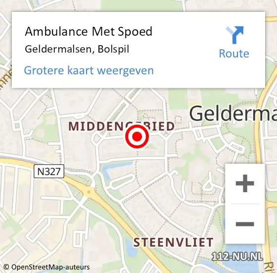 Locatie op kaart van de 112 melding: Ambulance Met Spoed Naar Geldermalsen, Bolspil op 3 januari 2021 12:00