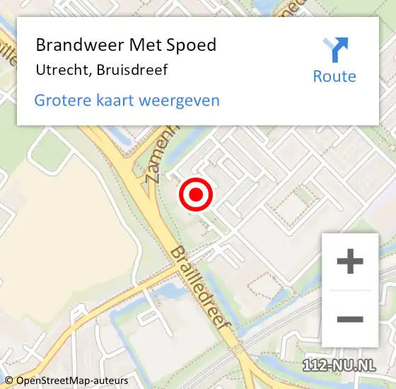 Locatie op kaart van de 112 melding: Brandweer Met Spoed Naar Utrecht, Bruisdreef op 3 januari 2021 12:05