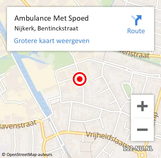 Locatie op kaart van de 112 melding: Ambulance Met Spoed Naar Nijkerk, Bentinckstraat op 3 januari 2021 13:41