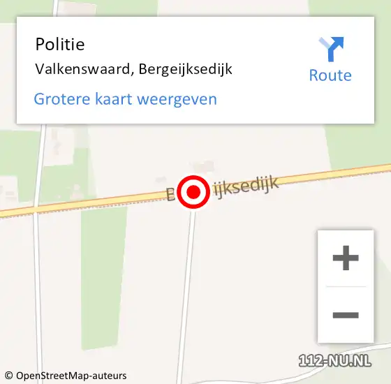 Locatie op kaart van de 112 melding: Politie Valkenswaard, Bergeijksedijk op 3 januari 2021 13:42