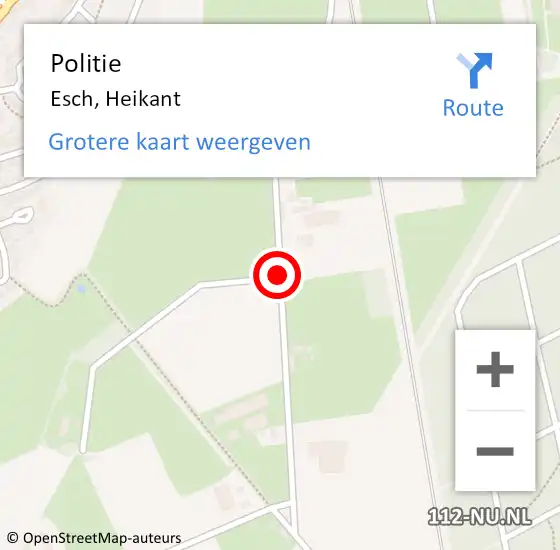 Locatie op kaart van de 112 melding: Politie Esch, Heikant op 29 mei 2014 15:20