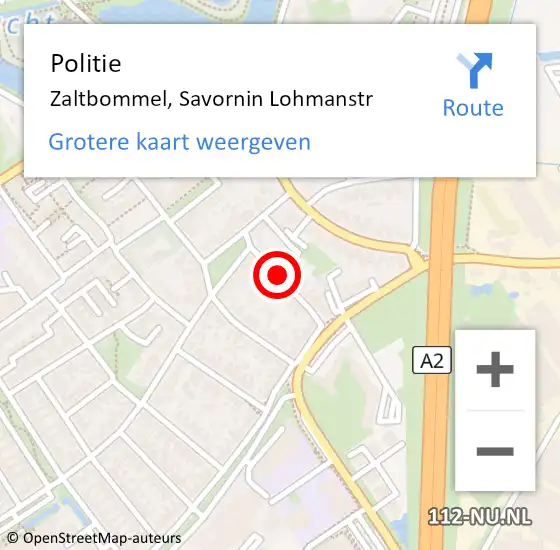 Locatie op kaart van de 112 melding: Politie Zaltbommel, Savornin Lohmanstr op 3 januari 2021 16:50