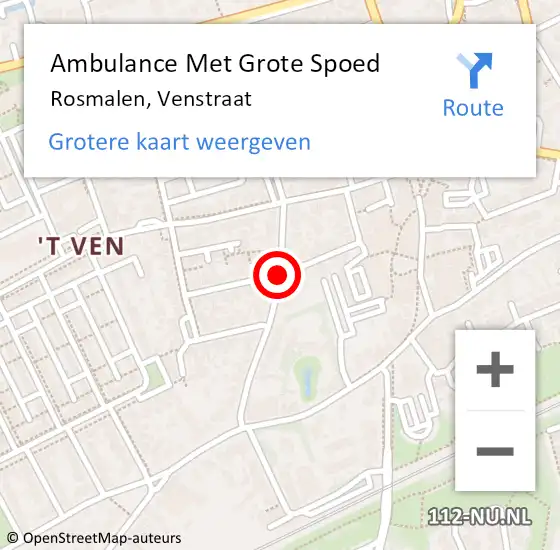 Locatie op kaart van de 112 melding: Ambulance Met Grote Spoed Naar Rosmalen, Venstraat op 3 januari 2021 18:24