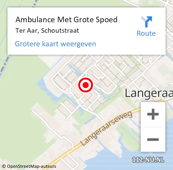 Locatie op kaart van de 112 melding: Ambulance Met Grote Spoed Naar Ter Aar, Schoutstraat op 29 mei 2014 15:38