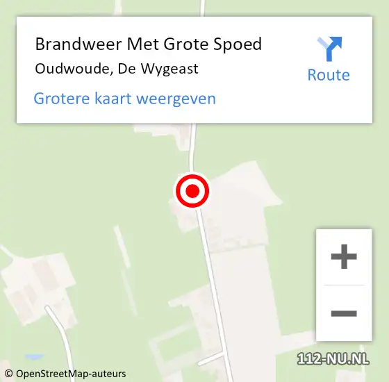 Locatie op kaart van de 112 melding: Brandweer Met Grote Spoed Naar Oudwoude, De Wygeast op 3 januari 2021 18:49