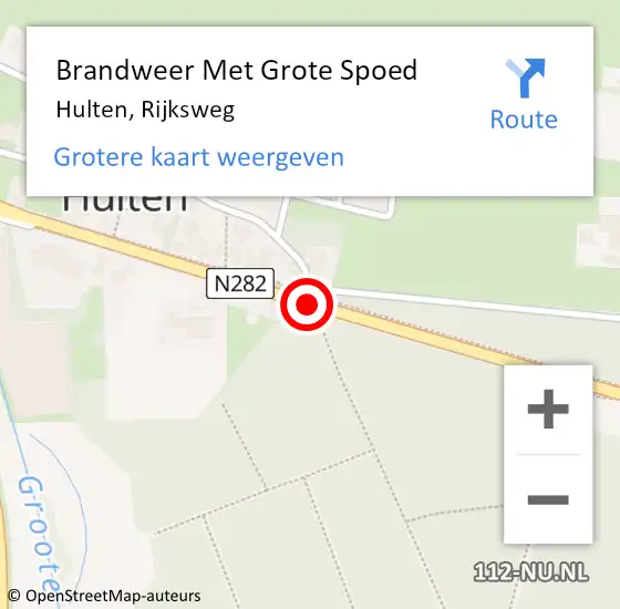 Locatie op kaart van de 112 melding: Brandweer Met Grote Spoed Naar Hulten, Rijksweg op 3 januari 2021 18:58