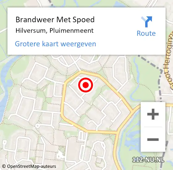 Locatie op kaart van de 112 melding: Brandweer Met Spoed Naar Hilversum, Pluimenmeent op 3 januari 2021 19:49