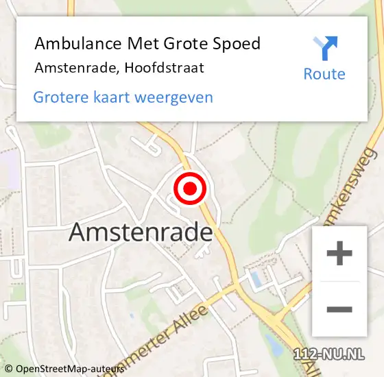 Locatie op kaart van de 112 melding: Ambulance Met Grote Spoed Naar Amstenrade, Hoofdstraat op 29 mei 2014 16:02