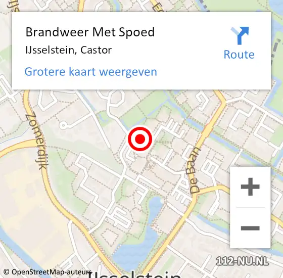 Locatie op kaart van de 112 melding: Brandweer Met Spoed Naar IJsselstein, Castor op 3 januari 2021 23:09