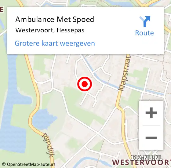 Locatie op kaart van de 112 melding: Ambulance Met Spoed Naar Westervoort, Hessepas op 4 januari 2021 03:01