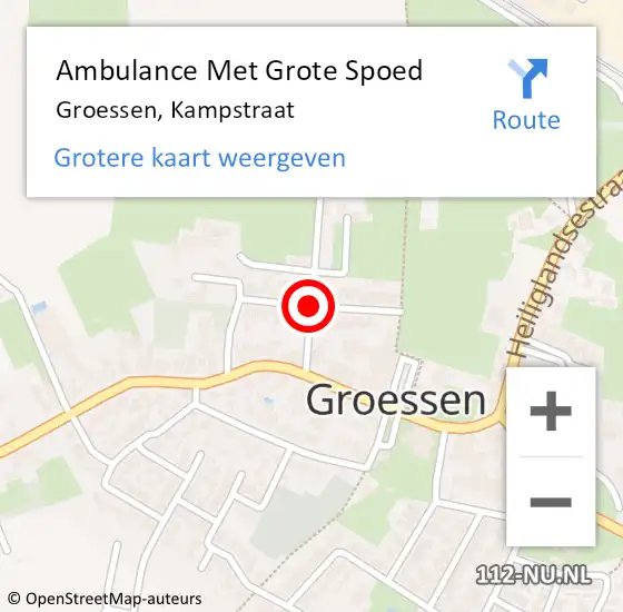 Locatie op kaart van de 112 melding: Ambulance Met Grote Spoed Naar Groessen, Kampstraat op 4 januari 2021 05:44