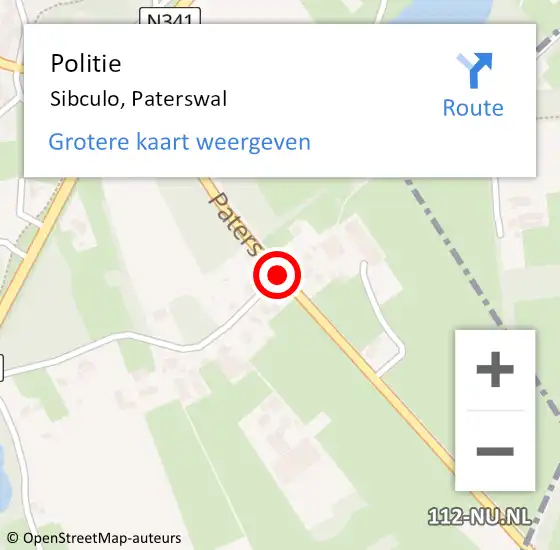 Locatie op kaart van de 112 melding: Politie Sibculo, Paterswal op 4 januari 2021 05:44