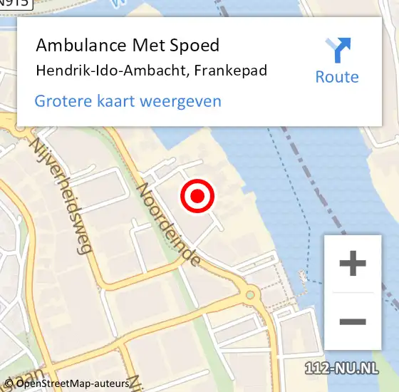Locatie op kaart van de 112 melding: Ambulance Met Spoed Naar Hendrik-Ido-Ambacht, Frankepad op 4 januari 2021 06:50
