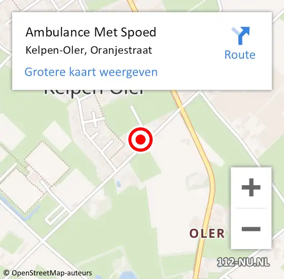 Locatie op kaart van de 112 melding: Ambulance Met Spoed Naar Kelpen-Oler, Oranjestraat op 29 mei 2014 16:35