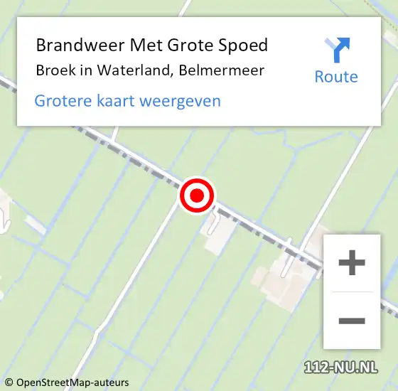 Locatie op kaart van de 112 melding: Brandweer Met Grote Spoed Naar Broek in Waterland, Belmermeer op 4 januari 2021 07:17