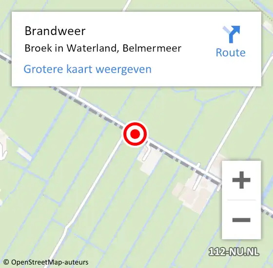 Locatie op kaart van de 112 melding: Brandweer Broek in Waterland, Belmermeer op 4 januari 2021 07:17