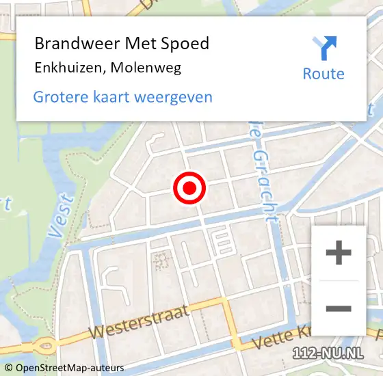 Locatie op kaart van de 112 melding: Brandweer Met Spoed Naar Enkhuizen, Molenweg op 4 januari 2021 07:54