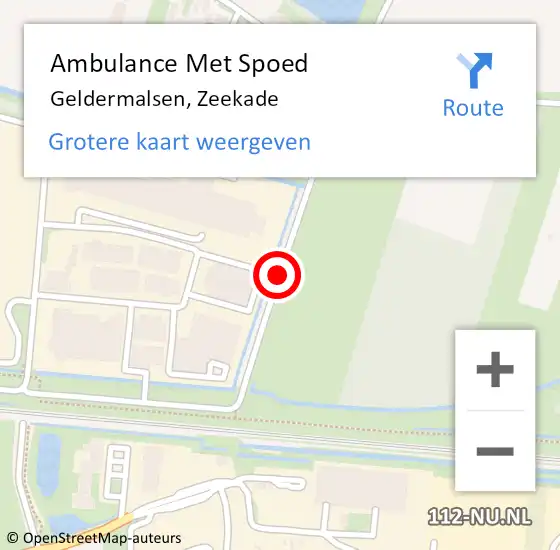 Locatie op kaart van de 112 melding: Ambulance Met Spoed Naar Geldermalsen, Zeekade op 4 januari 2021 08:06