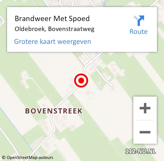 Locatie op kaart van de 112 melding: Brandweer Met Spoed Naar Oldebroek, Bovenstraatweg op 4 januari 2021 09:20