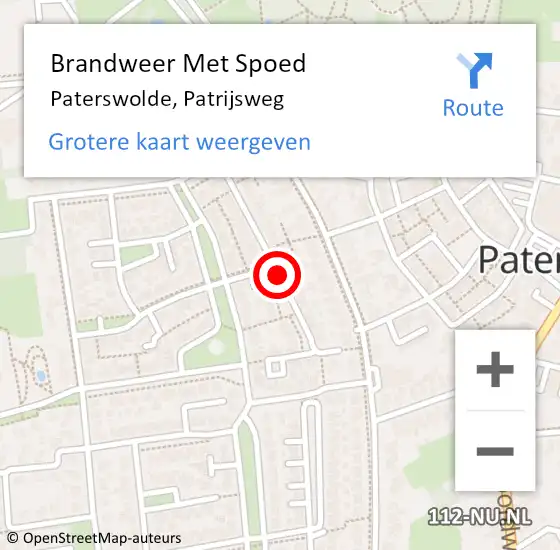 Locatie op kaart van de 112 melding: Brandweer Met Spoed Naar Paterswolde, Patrijsweg op 4 januari 2021 10:13